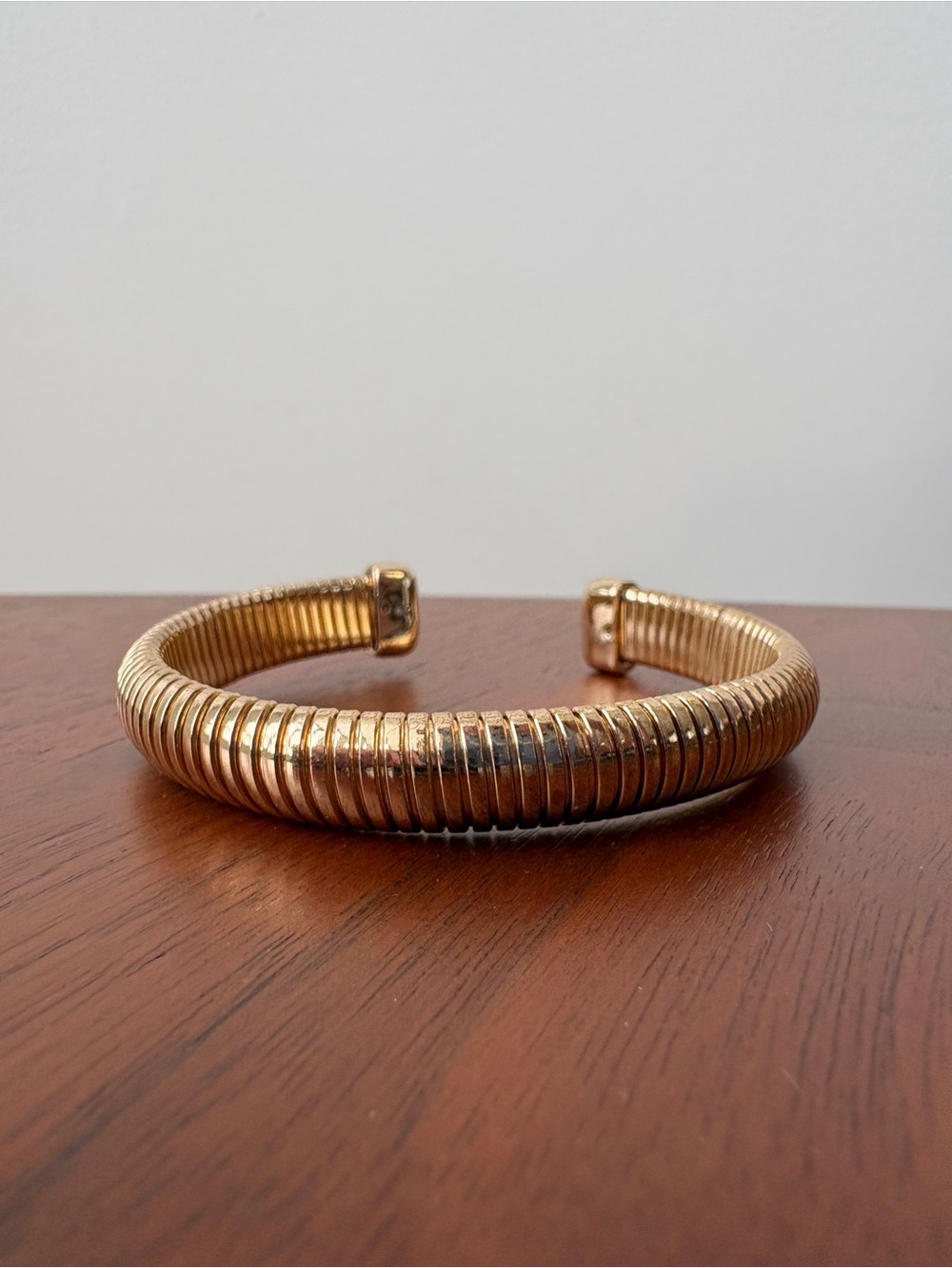 Gold-Toned Ribbed Cuff Bracelet